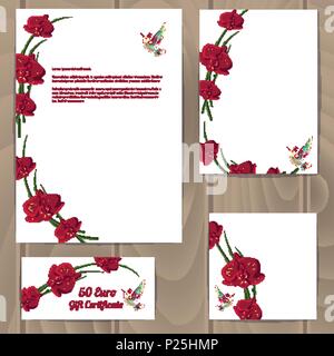 Weiß mit orchideenblüten Corporate Design Vorlagen auf Holz- Hintergrund Stock Vektor