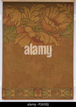. Englisch: Musterbuch (USA), Ca. 1915. Deutsch: 179 Seiten (inkl. Top Grenzen; nicht. inkl. angeschlossenen unteren Grenzen oder Fabric swatches) Tapestry, Landschaft, Raufaser und Haferflocken Papiere, viele Ton in Ton. Einige Seitenwände haben die oberen und unteren Grenzen. Einige haben Tiffany und Flitter Grenzen. Hoher Hinterschnitt, Grenzen sowie die Grenzen schneiden. Einige Seitenwände sind eingeprägt und/oder Leder simulieren gedruckt. Einige haben passende Fabric swatch befestigt. Einige Grenzen haben das Aussehen der Airbrush. Einige Seitenwände erscheinen Intaglio gedruckt werden. Florale Streifenmuster für Schlafzimmer und Stockfoto