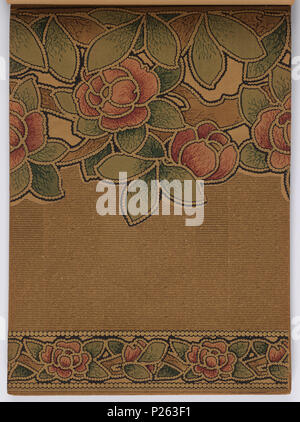. Englisch: Musterbuch (USA), Ca. 1915. Deutsch: 179 Seiten (inkl. Top Grenzen; nicht. inkl. angeschlossenen unteren Grenzen oder Fabric swatches) Tapestry, Landschaft, Raufaser und Haferflocken Papiere, viele Ton in Ton. Einige Seitenwände haben die oberen und unteren Grenzen. Einige haben Tiffany und Flitter Grenzen. Hoher Hinterschnitt, Grenzen sowie die Grenzen schneiden. Einige Seitenwände sind eingeprägt und/oder Leder simulieren gedruckt. Einige haben passende Fabric swatch befestigt. Einige Grenzen haben das Aussehen der Airbrush. Einige Seitenwände erscheinen Intaglio gedruckt werden. Florale Streifenmuster für Schlafzimmer und Stockfoto