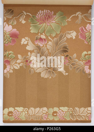 . Englisch: Musterbuch (USA), Ca. 1915. Deutsch: 179 Seiten (inkl. Top Grenzen; nicht. inkl. angeschlossenen unteren Grenzen oder Fabric swatches) Tapestry, Landschaft, Raufaser und Haferflocken Papiere, viele Ton in Ton. Einige Seitenwände haben die oberen und unteren Grenzen. Einige haben Tiffany und Flitter Grenzen. Hoher Hinterschnitt, Grenzen sowie die Grenzen schneiden. Einige Seitenwände sind eingeprägt und/oder Leder simulieren gedruckt. Einige haben passende Fabric swatch befestigt. Einige Grenzen haben das Aussehen der Airbrush. Einige Seitenwände erscheinen Intaglio gedruckt werden. Florale Streifenmuster für Schlafzimmer und Stockfoto
