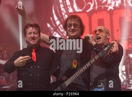 Neubrandenburg, Deutschland, Claudius Dreilich, Carat, Dieter Birr, Puhdys, und Toni Krahl, Stadt Stockfoto