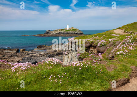 Godrevy Leuchtturm Insel und Cornwall England UK Europa Stockfoto
