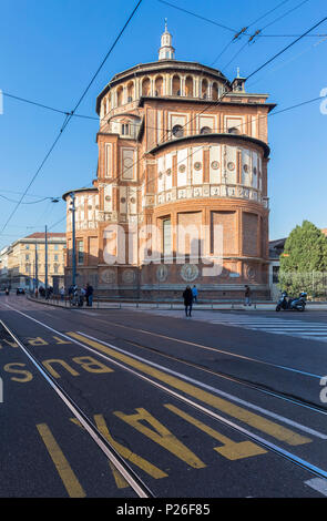 Blick auf die Basilika von Santa Maria delle Grazie. Mailand, Lombardei, Italien. Stockfoto