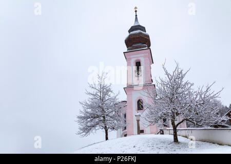 Wallfahrtskirche Maria Gern im Winter, Berchtesgaden, Bayern, Deutschland, Europa Stockfoto