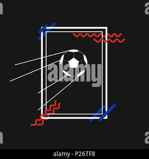 Fußball in Form einer Sputnik Satelliten. Moderne Kunst Rahmen. Vorlage für Poster, Banner, Drucken. Stockfoto