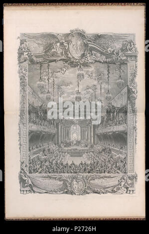 43 gebunden Drucken, Décoration de la Salle de Spektakel, construit dans le manège Couvert de la Grande écurie à Versailles, la Formulierungsbeispiele de La Princesse de Navarra Comédie Ballet gießen, donnée à (CH) 18221247 Stockfoto