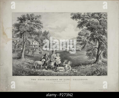 72 Currier und Ives - Die vier Jahreszeiten - der Kindheit Stockfoto