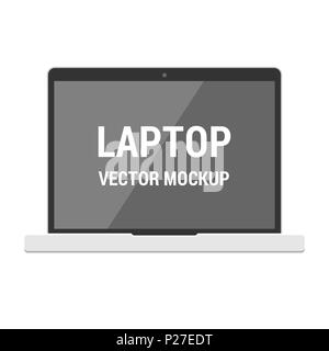 Isolierte modernen Laptop vektor Flachbild mockup auf weißem Hintergrund Stock Vektor