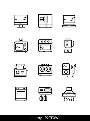 Haushalt elektronische Geräte, Technik, gadget Symbole für Web und mobile Design Pack 2 Stock Vektor