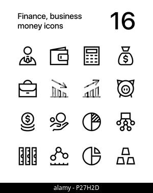 Finanzen, Business, Geld Icons für Web und mobile Design Pack 1 Stock Vektor