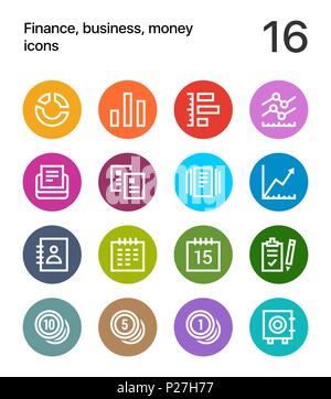 Bunte Finanzen, Business, Geld Icons für Web und mobile Design Pack 2 Stock Vektor