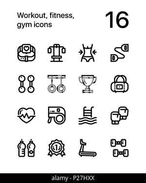 Training, Fitness, Fitnessraum Symbole für Web und mobile Design Pack 2 Stock Vektor