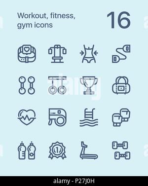Umrisse Workout, Fitness, Gymnastik Symbole für Web und mobile Design Pack 2 Stock Vektor
