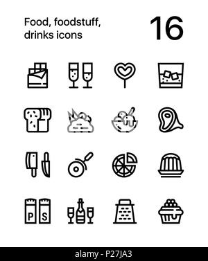 Lebensmittel, Lebensmittel, Getränke Symbole für Web und mobile Design Pack 3 Stock Vektor