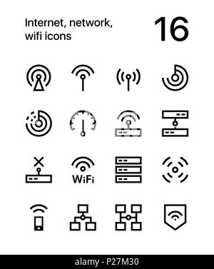 Internet, Netzwerk, WLAN Icons für Web und mobile Design Pack 1 Stock Vektor