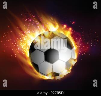 Fußball mit Flammen Stock Vektor