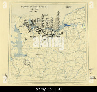 (8. Juni 1944), HQ Zwölften Armee Gruppe Lage Karte. LOC 2004629025. Stockfoto