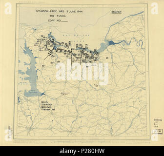 (9. Juni 1944), HQ Zwölften Armee Gruppe Lage Karte. LOC 2004629042. Stockfoto