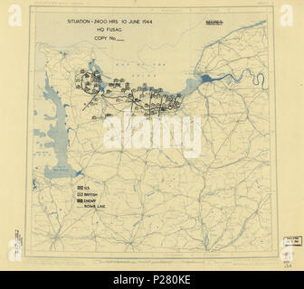 (10. Juni 1944), HQ Zwölften Armee Gruppe Lage Karte. LOC 2004629043. Stockfoto