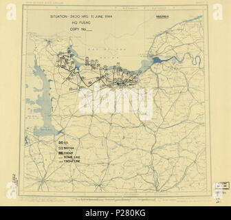 (11. Juni 1944), HQ Zwölften Armee Gruppe Lage Karte. LOC 2004629044. Stockfoto