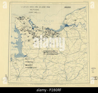 (24. Juni 1944), HQ Zwölften Armee Gruppe Lage Karte. LOC 2004629057. Stockfoto