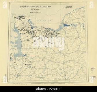 (26. Juni 1944), HQ Zwölften Armee Gruppe Lage Karte. LOC 2004629059. Stockfoto