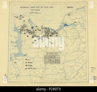 (28. Juni 1944), HQ Zwölften Armee Gruppe Lage Karte. LOC 2004629061. Stockfoto