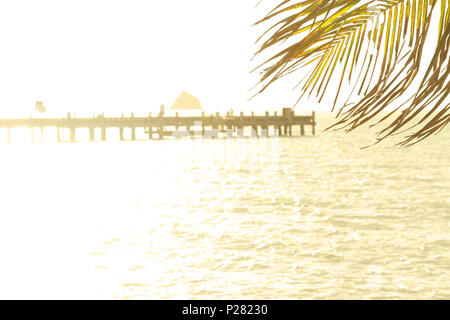 Golden Morning Sunrise in Palm Cove Far North Queensland. Palm Cove Pier in der Nähe von Cairns. Start des Ironman Rennen. Tourismus Far North Queensland. Stockfoto