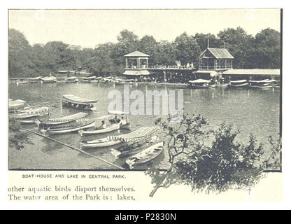 (König 1893, NYC) pg 168 BOOT - HAUS UND SEE IM CENTRAL PARK. Stockfoto