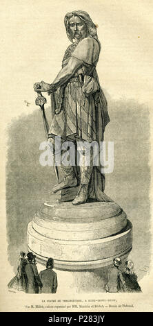 . Englisch: von Le Magasin Pittoresque. 1866. Editor Chardon 117 Gravur des Vercingetorix Statue Stockfoto