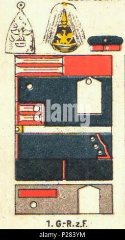 122 Farbschema der Uniform, 1. Garde-Regiment zu Fuß, Uniformen der deutschen Armee, Ruhl, Tafel 4 sterben Stockfoto