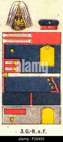 122 Farbschema der Uniform, 3. Garde-Regiment zu Fuß, Uniformen der deutschen Armee, Ruhl, Tafel 5 sterben Stockfoto