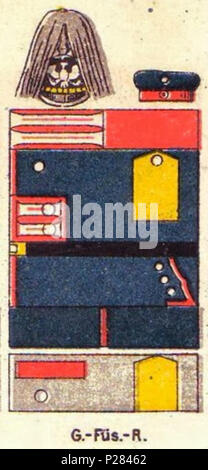 122 Farbschema der Einheitlichen, garde-füsilier-Regiment, die Uniformen der deutschen Armee, Ruhl, Tafel 5. Stockfoto