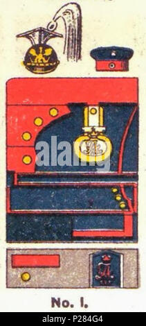 . English: Schematische Farbdarstellung der Uniform des Ulanen-Regiments (westpreußisches) Nr.1. 1890. Moritz Ruhl (deutscher Lithograph in Leipzig) 123 Farbschema der Einheitlichen, ulanen-regiment Nr.1, Uniformen der deutschen Armee, Ruhl, Tafel 15 Sterben Stockfoto