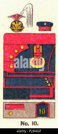 . English: Schematische Farbdarstellung der Uniform des Ulanen-Regiments (Posensches) Nr. 10. 1890. Moritz Ruhl (deutscher Lithograph in Leipzig) 123 Farbschema der Einheitlichen, ulanen-regiment Nr. 10, Uniformen der deutschen Armee, Ruhl, Tafel 15 Sterben Stockfoto