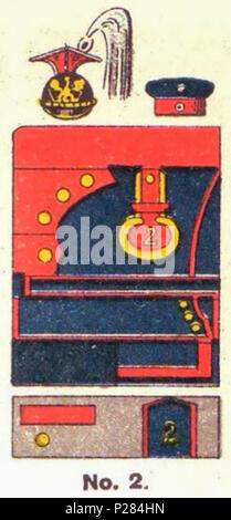 . English: Schematische Farbdarstellung der Uniform des Ulanen-Regiments (Schlesisches) Nr.2. 1890. Moritz Ruhl (deutscher Lithograph in Leipzig) 123 Farbschema der Einheitlichen, ulanen-regiment Nr.2, Uniformen der deutschen Armee, Ruhl, Tafel 15 Sterben Stockfoto