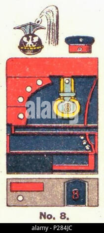 . English: Schematische Farbdarstellung der Uniform des Ulanen-Regiments (OSTPREUSSISCHEN) Nr. 8. 1890. Moritz Ruhl (deutscher Lithograph in Leipzig) 123 Farbschema der Einheitlichen, ulanen-regiment Nr. 8, Uniformen der deutschen Armee, Ruhl, Tafel 15 Sterben Stockfoto