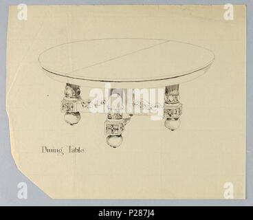 101 Zeichnen, Design für eine Runde Four-Legged Esstisch mit Bun-Feet, 1900 - 05 (CH) 18680787 Stockfoto