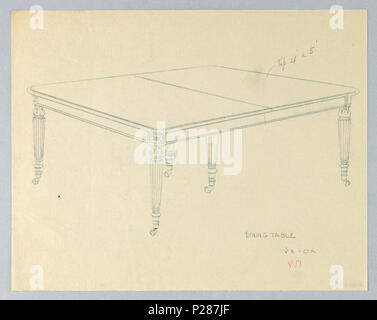 101 Zeichnen, Design für eine Six-Legged verstellbaren rechteckigen Esstisch, 1900 - 05 (CH) 18680815 Stockfoto