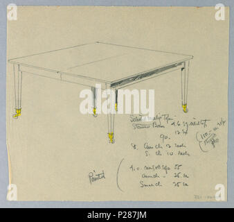 101 Zeichnen, Design für eine Six-Legged rechteckigen Tisch auf Rollen, 1900 - 05 (CH) 18680865 Stockfoto