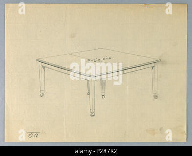 101 Zeichnen, Design für eine Six-Legged rechteckigen Esstisch, 1900 - 05 (CH) 18680859 Stockfoto