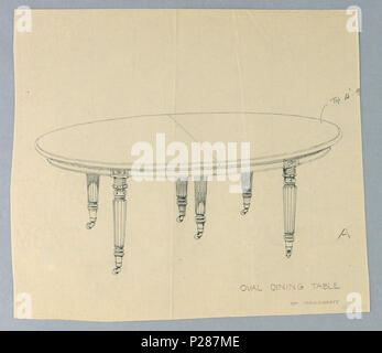 101 Zeichnen, Design für einen ovalen Esstisch'A" von Mahagoni, 1900 - 05 (CH) 18680875 Stockfoto