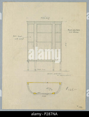 101 Zeichnung, Design für China Schrank von Mahagoni in Höhe und Planen, 1900 - 05 (CH) 18681233 Stockfoto