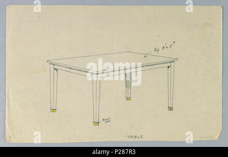 101 Zeichnen, Design für Four-Legged rechteckigen Tisch, 1900 - 05 (CH) 18680741 Stockfoto