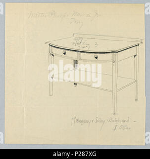 102 Zeichnen, Design für Mahagoni und Inlay Sideboard, 1900 - 05 (CH) 18680557 Stockfoto