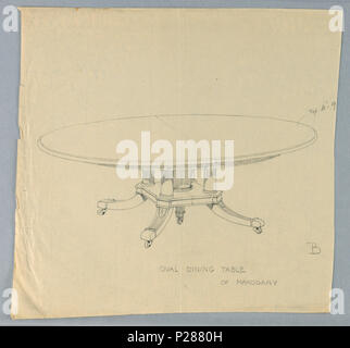 102 Zeichnung, Design für ovale Esstisch "B" von Mahagoni, 1900 - 05 (CH) 18680871 Stockfoto