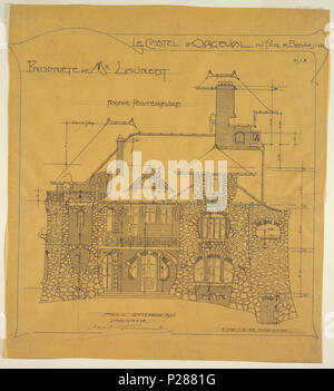 102 Zeichnen, Design für Hintere Höhe, Castel d'Orgeval, Parc Beauséjour, Paris, Frankreich, 1904 (CH) 18384975-2 Stockfoto