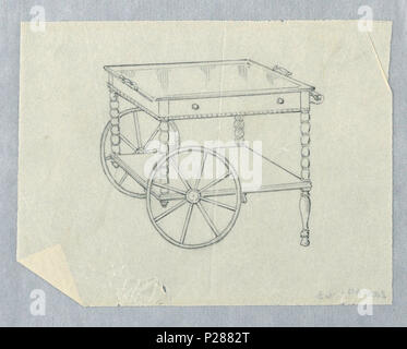 102 Zeichnen, Design für Rollen, die Tabelle mit zwei Beinen, 1900 - 05 (CH) 18680657 Stockfoto