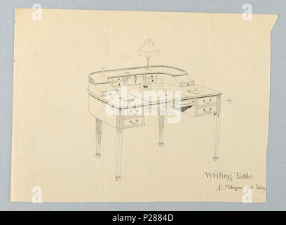 102 Zeichnen, Design für Semi-Circular Schreiben Tisch aus Mahagoni und Inlay, 1900 - 05 (CH) 18681317 Stockfoto