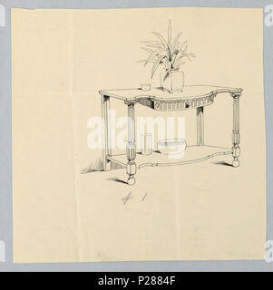 103 Zeichnung, Design für das Servieren Tisch mit Säulenförmige Beine, 1900 - 05 (CH) 18680689 Stockfoto